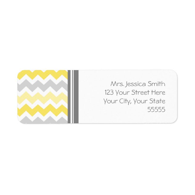 Lemon Grey Chevrons Custom Return Address Labels (Front)