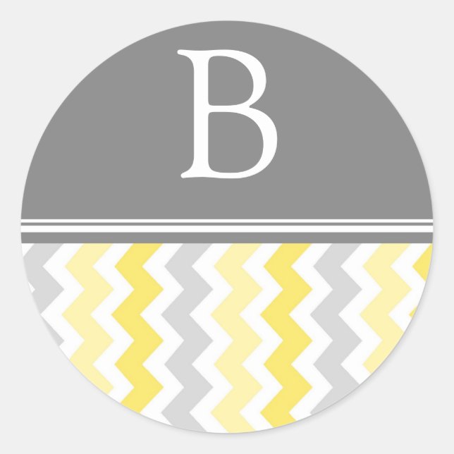 Lemon Grey Chevrons Monogram Envelope Seal (Front)