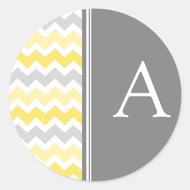 Lemon Grey Chevrons Monogram Envelope Seal (Front)
