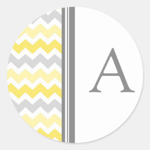 Lemon Grey Chevrons Monogram Envelope Seal