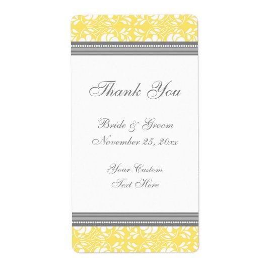 Lemon Grey Damask Wedding Labels