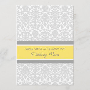Lemon Grey Damask Wedding Vow Renewal Invitations