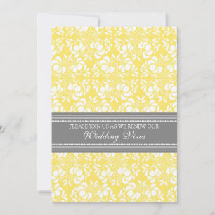 Lemon Grey Damask Wedding Vow Renewal Invitations