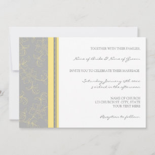 Lemon Grey Floral Wedding Invitation Cards