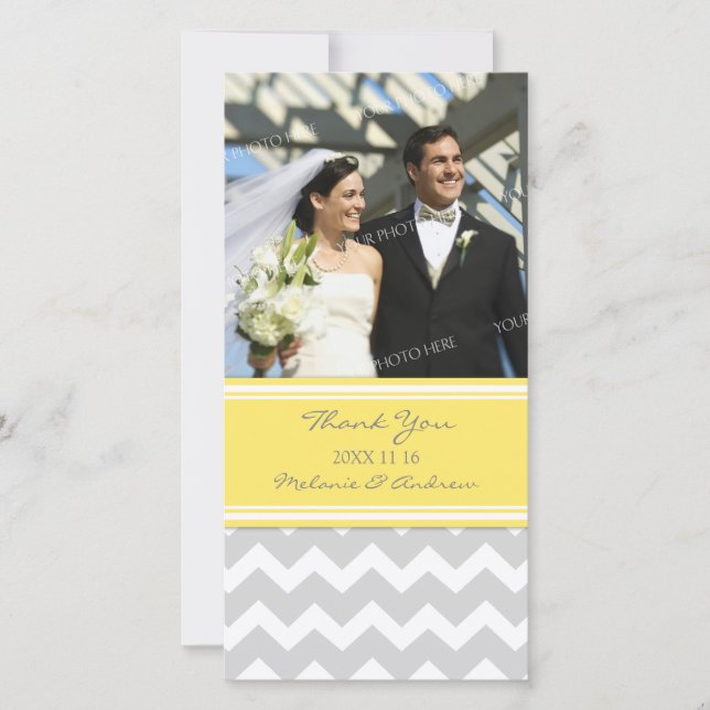 Lemon Grey Thank You Wedding Photo Cards (Front)