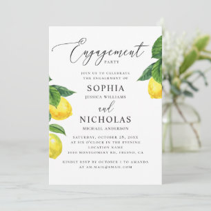 Lemon Grove Engagement Party   Elegant Citrus Invitation