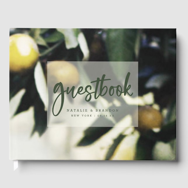 Lemon Grove | Modern Yellow & Green Summer Wedding Guest Book (Front)