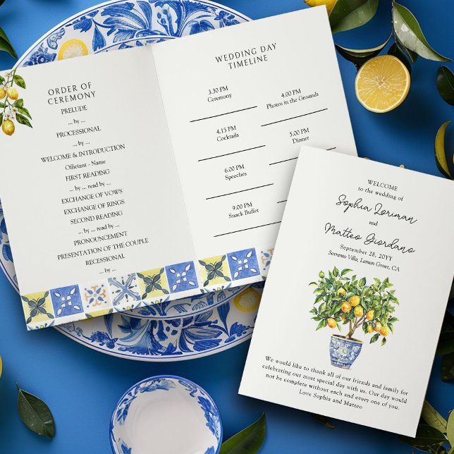 Lemon Grove Programme de mariage rural italien (Wedding Ceremony + Order of Events Program from the Lemon Grove Wedding Collection by Darling & May)