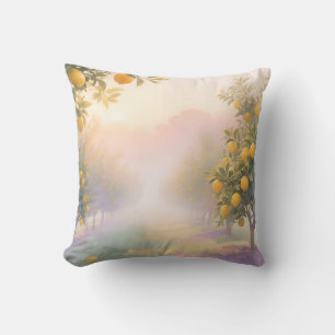 Lemon Grove Watercolor Throw Pillow