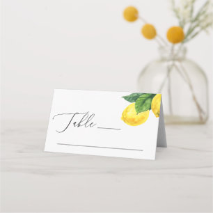 Lemon Grove Wedding   Mediterranean Citrus Folded Place Card