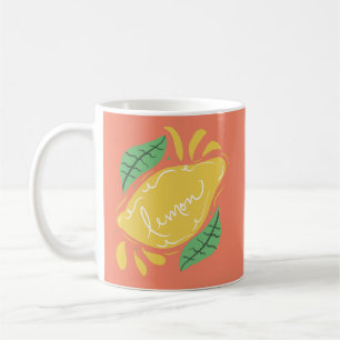 Lemon Hand Drawn Lettering Citrus Yellow Green    Coffee Mug