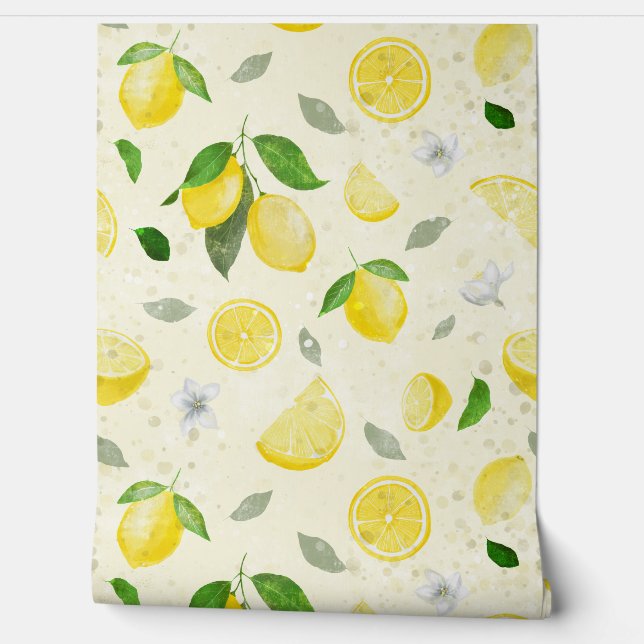 Lemon happy cheerful wallpaper rolls (Unrolling)