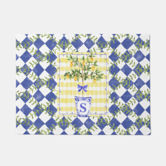 Lemon Harlequin Diamond Topiary Doormat