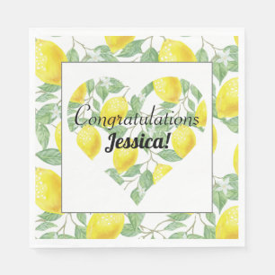Lemon Heart Main Squeeze Theme Bridal Shower Napkin