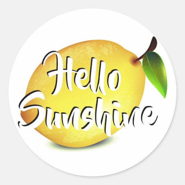Lemon, Hello Sunshine Classic Round Sticker (Front)