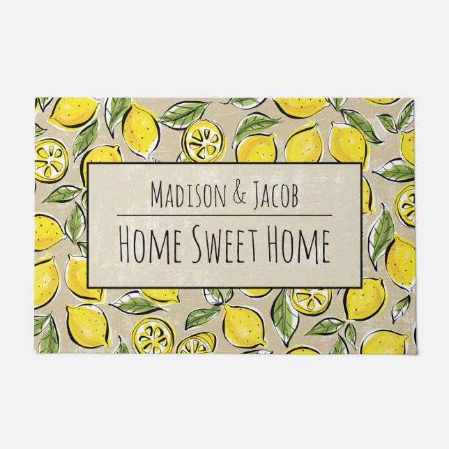 Lemon Home Sweet Home Custom 24" x 36" Door Mat (Front)