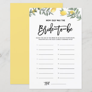 Lemon How Old Was the Bride Bridal Shower Game