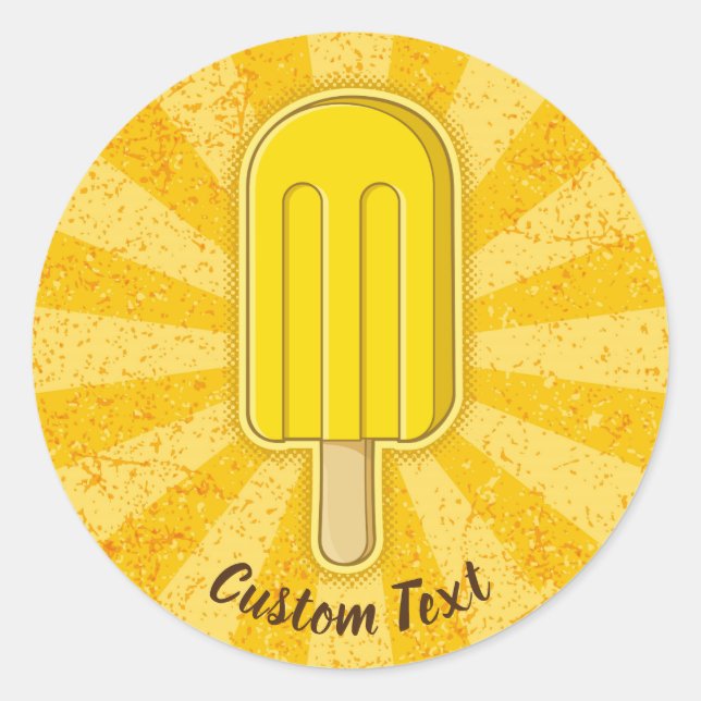 Lemon Ice Cream Stick Classic Round Sticker (Front)