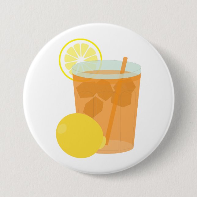 Lemon Iced Tea 3 Inch Round Button (Front)