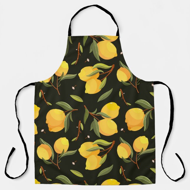 Lemon Illustration: Handpainted Seamless Pattern. Apron (Front)