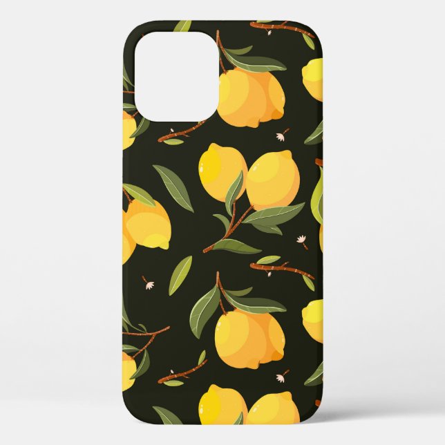 Lemon Illustration: Handpainted Seamless Pattern. Case-Mate iPhone Case (Back)