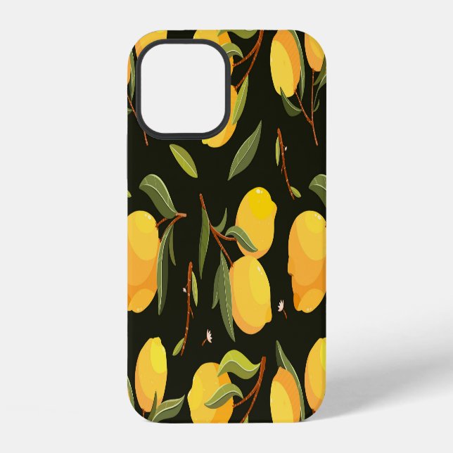 Lemon Illustration: Handpainted Seamless Pattern. iPhone Case (Back)