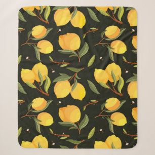 Lemon Illustration: Handpainted Seamless Pattern. Sherpa Blanket