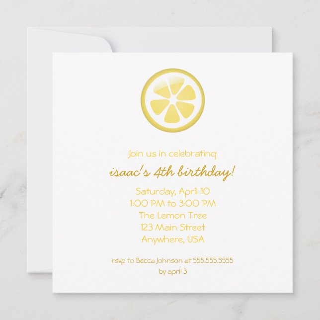 Lemon Invitation (Front)