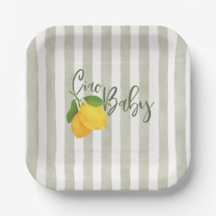 Lemon Italian Amalfi Gender Neutral Baby Shower  Paper Plate