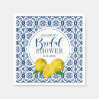 Lemon Italian Blue Tile Wedding Bridal Shower