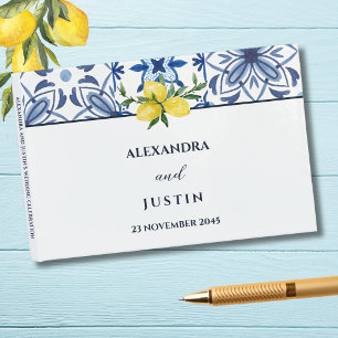 Lemon Italian Tile Mediterranean Wedding Guest Book