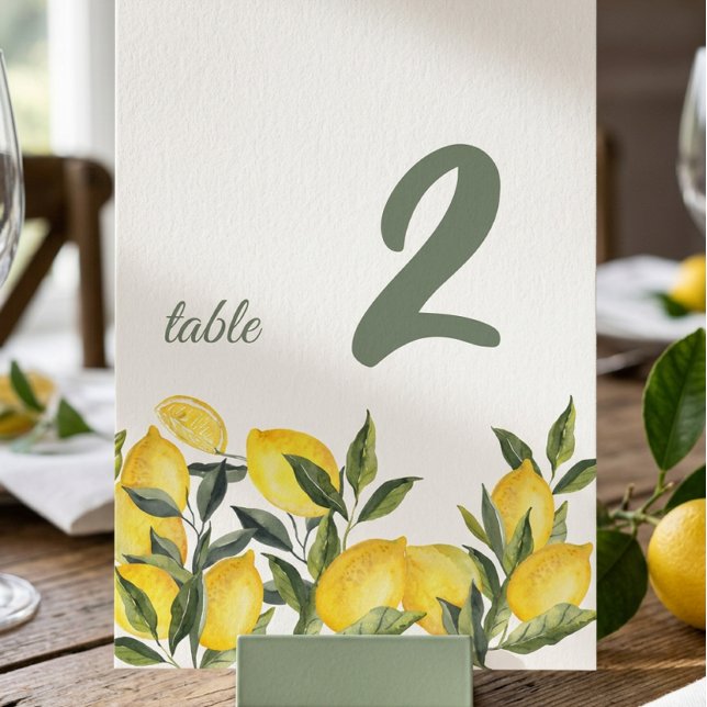 Lemon Italy Personalized Table Number Sign (Creator Uploaded)