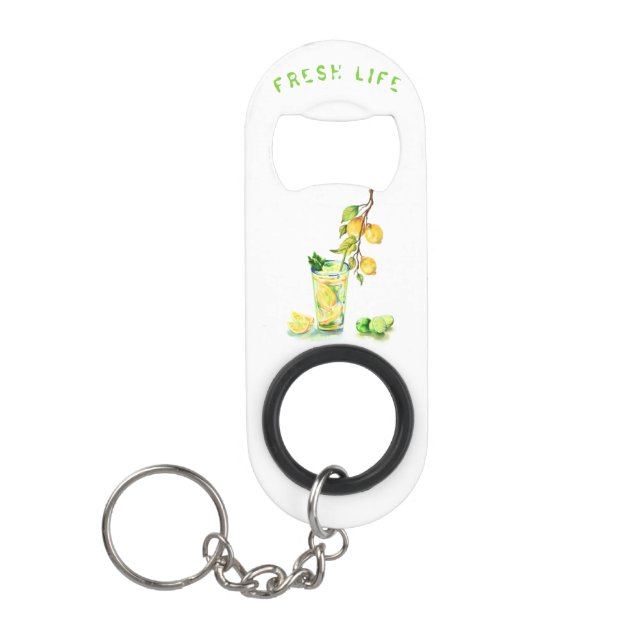 Lemon Juice Drink Lemons Keychain Bottle Opener (Front)