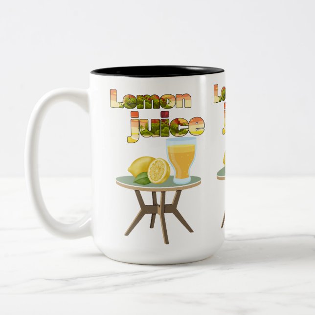 lemon juice Two-Tone coffee mug (Left)