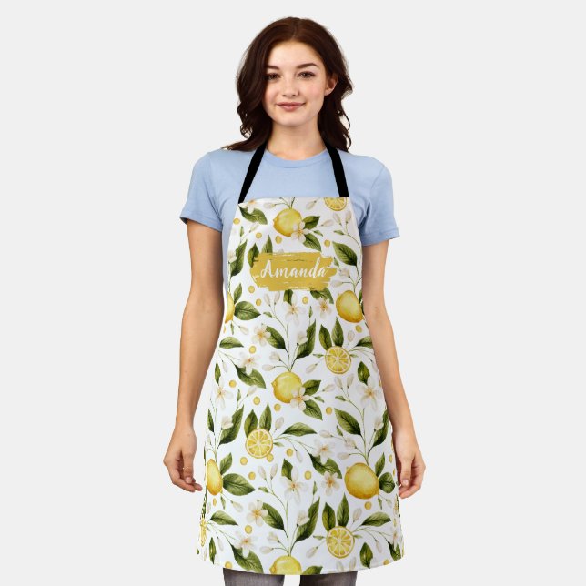 Lemon Kitchen Custom Apron, Heart, Cook Bake BBQ Apron (Worn)