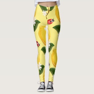 Lemon Ladybug: Tropical Yellow Pattern. Leggings