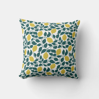 Lemon & Leaf All-Over Print Hand Drawn Throw Pillow