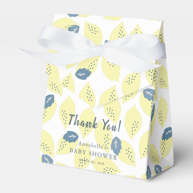 Lemon & Leaf Pattern Baby Shower Gift Box (Front Side)