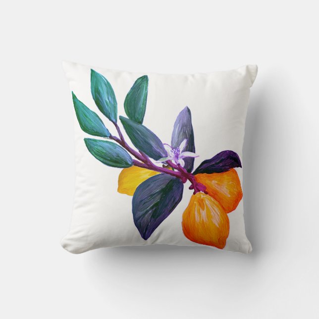 Lemon Leaf Pillow | Artistic Citrus Garden  (Front)