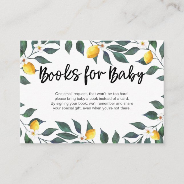 Lemon leaves Baby Shower Insert Card (Front)