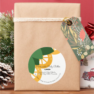Lemon Leaves Body Butter Bath Branding Packaging Classic Round Sticker