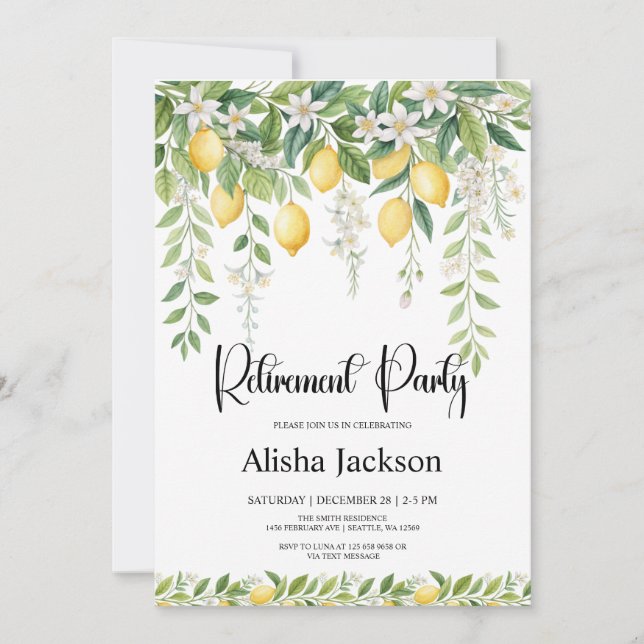 Lemon Leaves Retirement Party Invitation  (Devant)