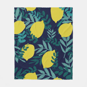 Lemon leaves: vintage illustration background. fleece blanket