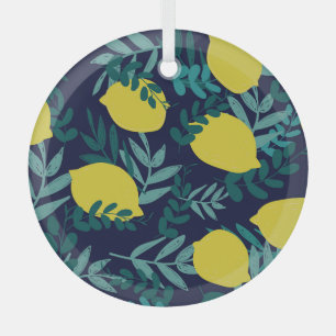 Lemon leaves: vintage illustration background. glass ornament