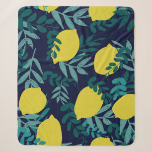 Lemon leaves: vintage illustration background. sherpa blanket