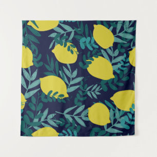 Lemon leaves: vintage illustration background. tapestry