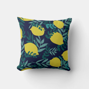 Lemon leaves: vintage illustration background. throw pillow