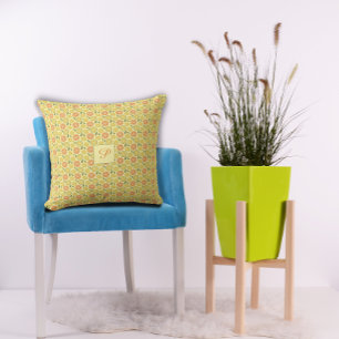 Lemon leaves white yellow orange Pattern  Throw Pillow