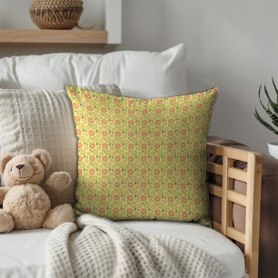 Lemon leaves white yellow Pattern  Throw Pillow