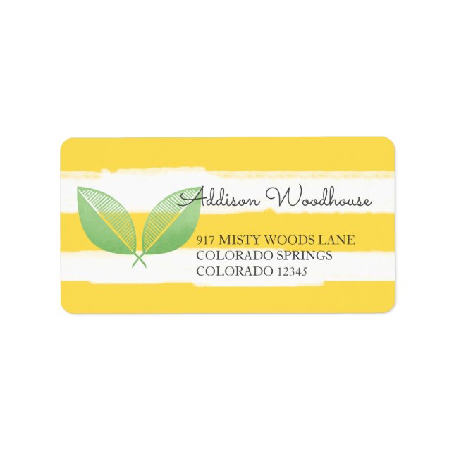 Lemon Leaves Yellow & Green | Personalized Label (Front)